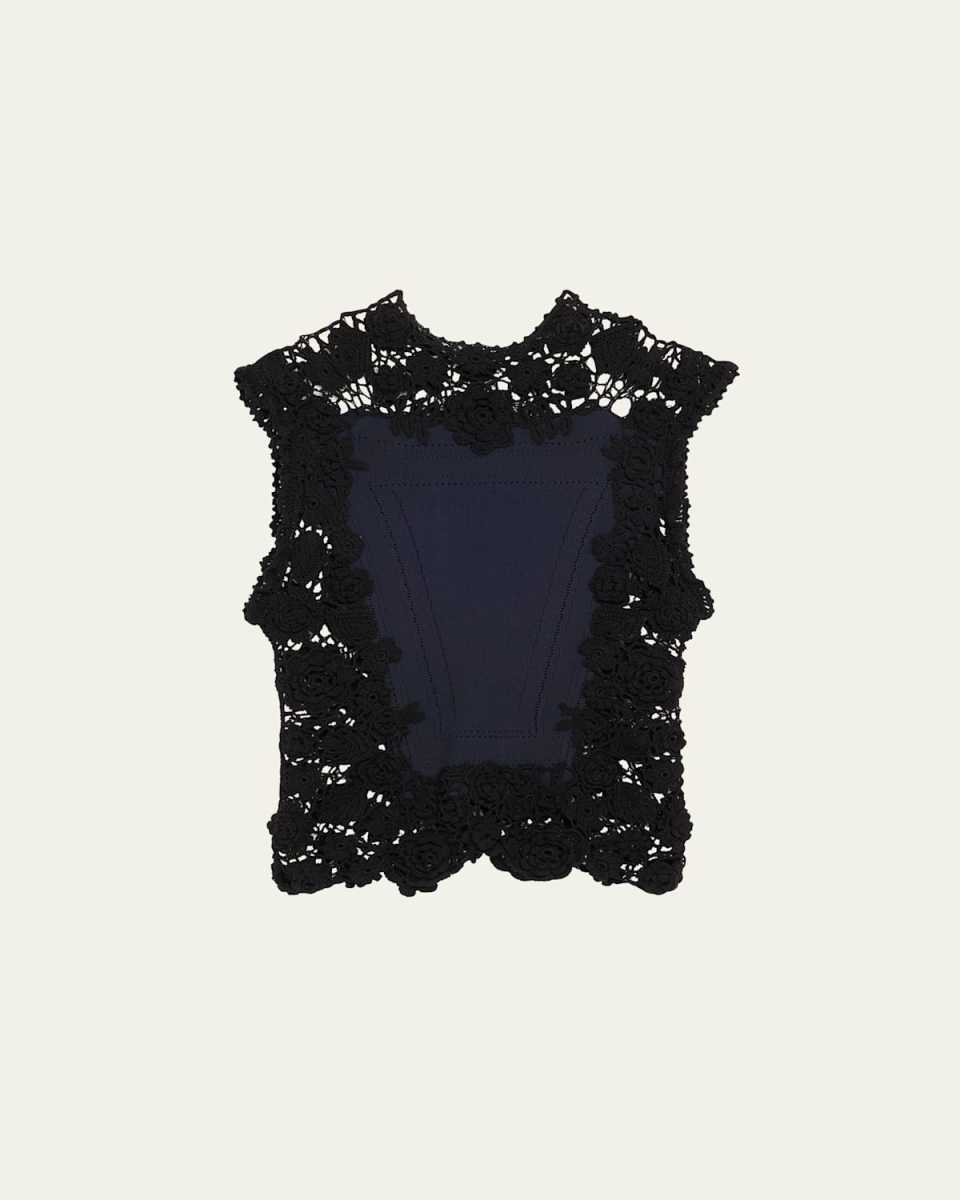 Gigi High-Neck Crochet Knit Top